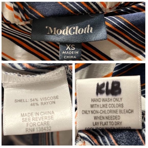 Modcloth Up Close and Personality Midi Skirt Chevron Stripe Navy Cream Orange XS - Picture 10 of 10